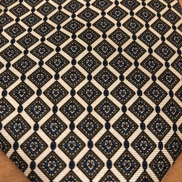 Christian Dior Gold, Bronze & Navy 100% Silk Tie - Picture 13 of 16